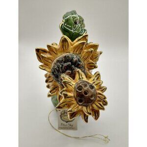 Vintage Blue Sky Clayworks Sunflower and Ladybug Watering Can by Heather Goldmin